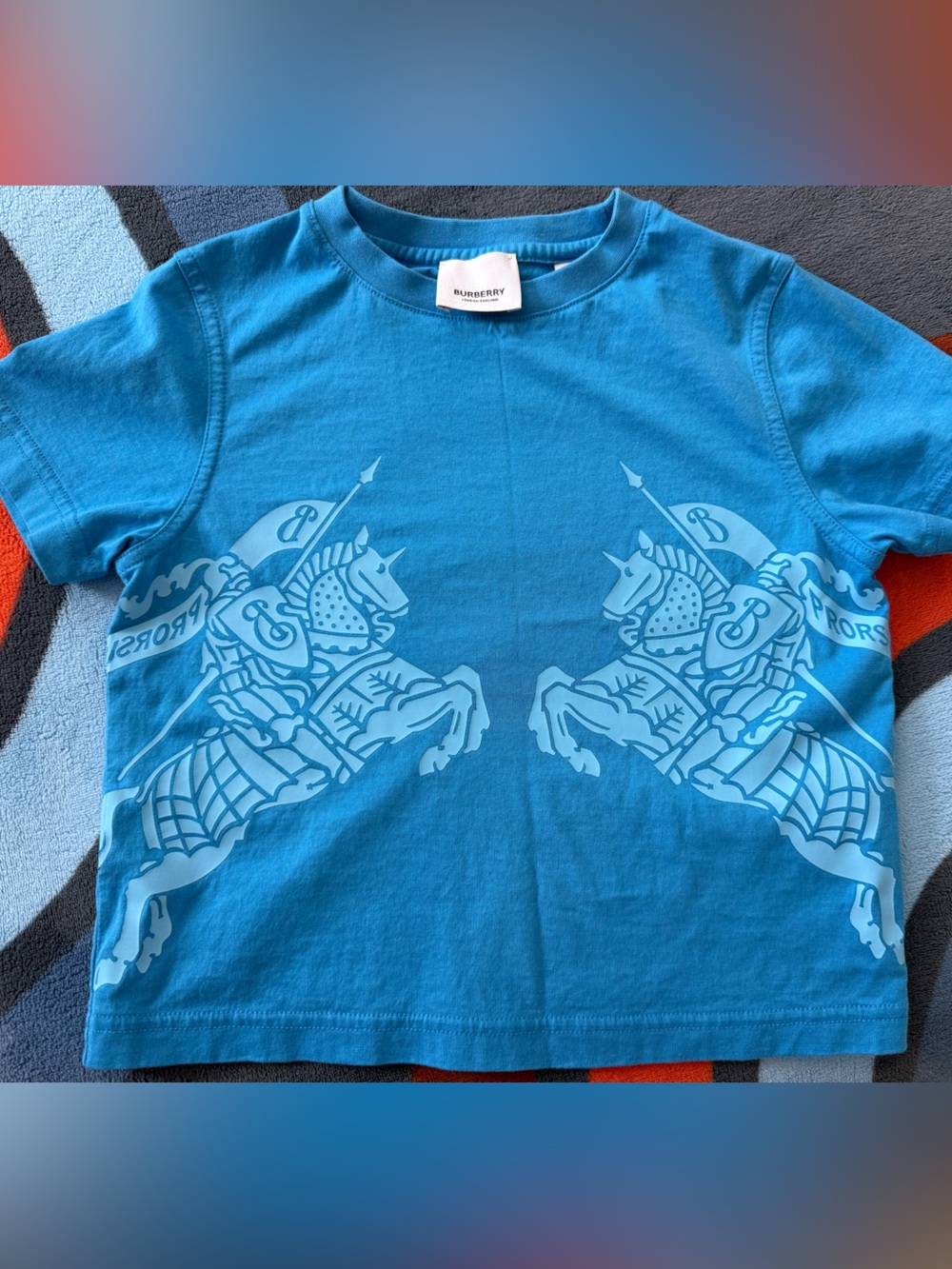 Burberry Blue Kids Tee with Knight Graphic